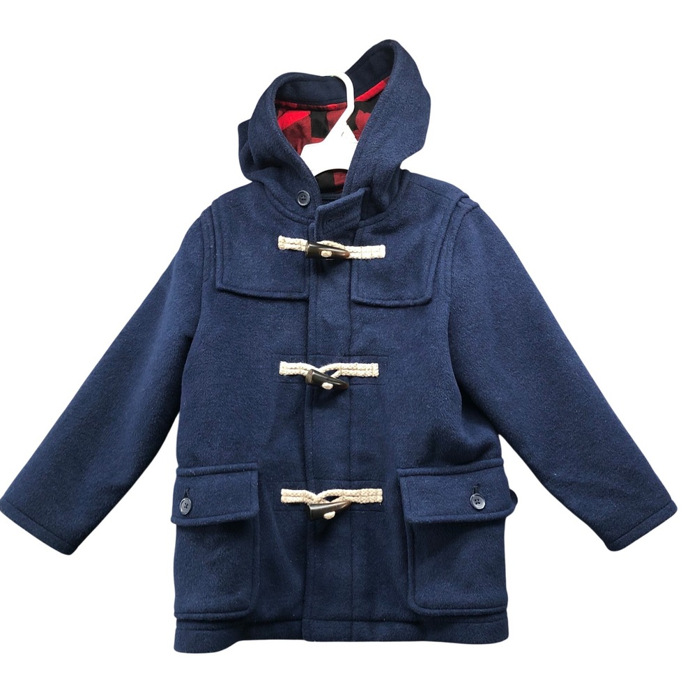 Baby Gap Toggle Coat Toddler 5T Navy Blue Wool Blend Hooded Jacket Preppy